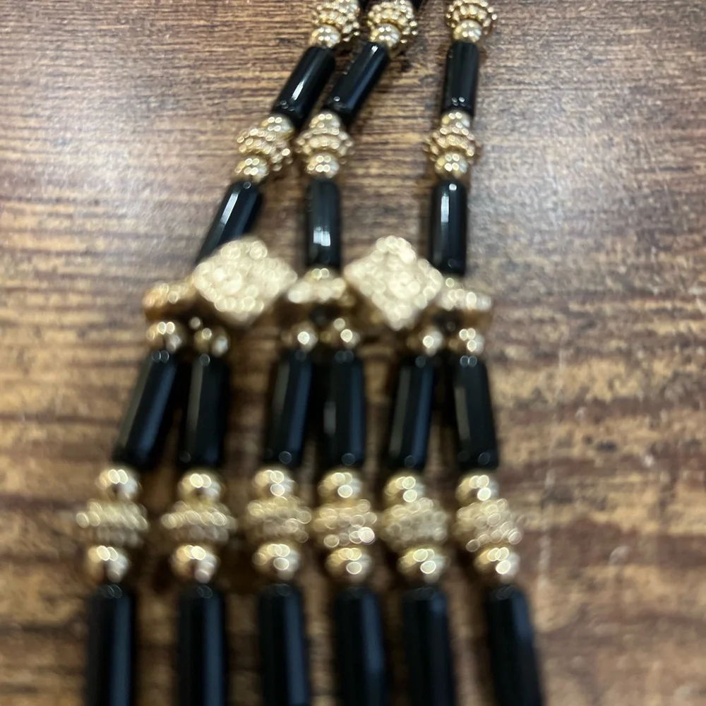 Elegant Gold and Black Beaded Necklace